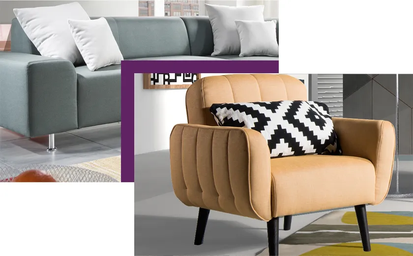 Upholstered armchair and sofa from M7's manufacturer network